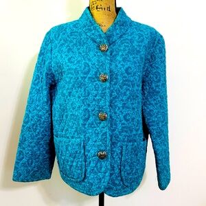 Sedona Clothing Quilted Jacket in Multi Colored Blues Size Medium
